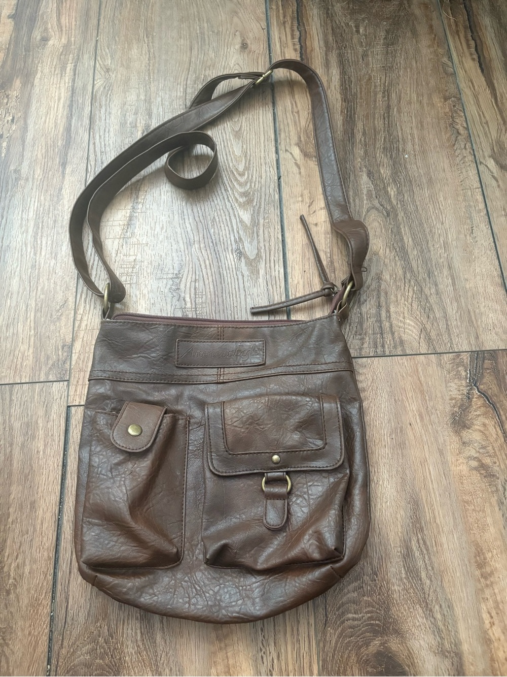 American Eagle Outfitters Brown Faux Leather Crossbody Bag